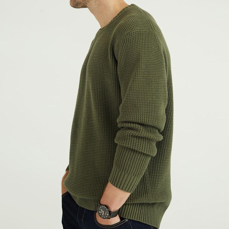 100% Cotton Winter OEM Custom Men's Crewneck Pullover Sweater Plain Knit Pullover Jumpers for Men Sweater Manufacturer